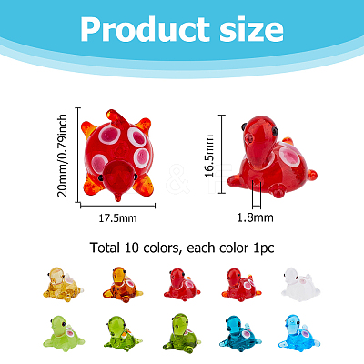 10Pcs 10 Colors Handmade Lampwork Beads LAMP-HS0001-02-1