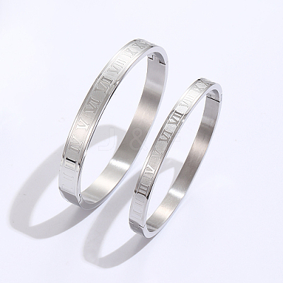 Non-Tarnish 2Pcs 2 Style 201 Stainless Steel Hinged Bangles for Women QR1999-2-1