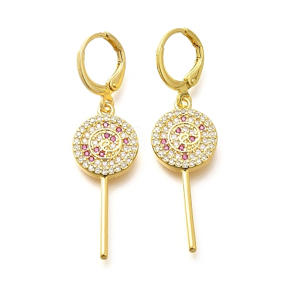 Brass Micro Pave Cubic Zirconia Leverback Earrings for Women EJEW-G419-01G-1