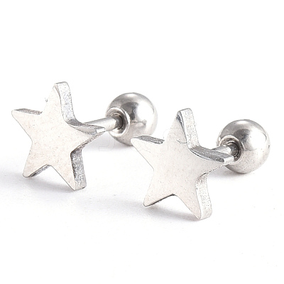 Tarnish Resistant 201 Stainless Steel Barbell Cartilage Earrings LS-EJEW-R147-08-1