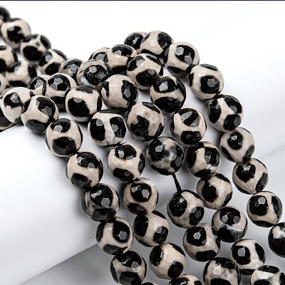 Tibetan Style Turtle Back Pattern dZi Beads G-H1453-1-1