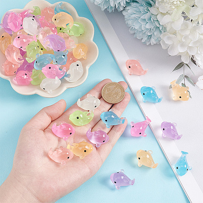 56Pcs 7 Colors Luminous Resin Display Decoration DJEW-GA0001-43-1