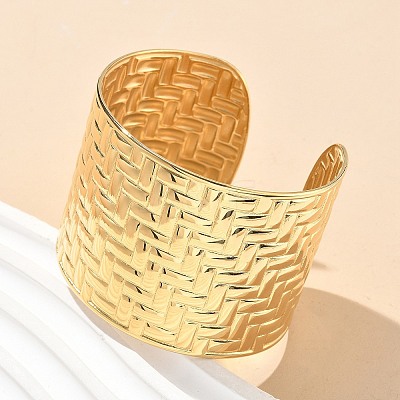 304 Stainless Steel Cuff Bangles for Women AJEW-P127-24G-1