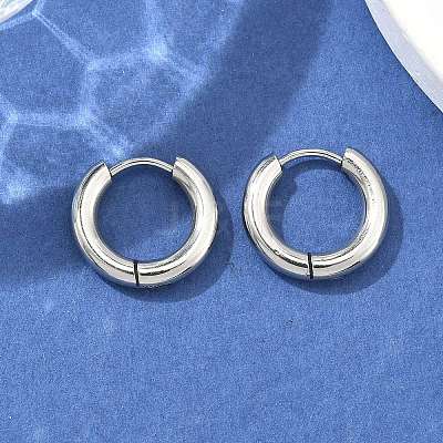 Tarnish Resistant 304 Stainless Steel Huggie Hoop Earrings LS-EJEW-F111-16mm-P-1