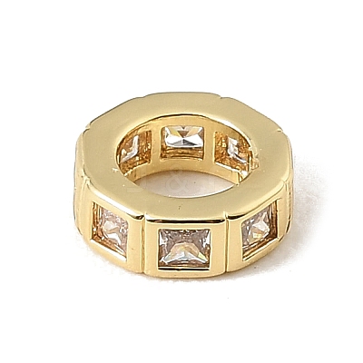 Brass Pave Cubic Zirconia European Beads CU-CBA389D-02G-06-1