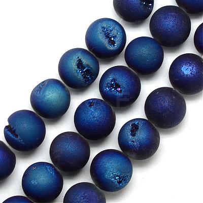 Electroplated Natural Druzy Geode Agate Beads Strands G-S238-18mm-04-1
