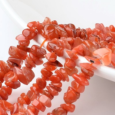 Chip Natural South Red Agate Bead Strands G-M349-08-1