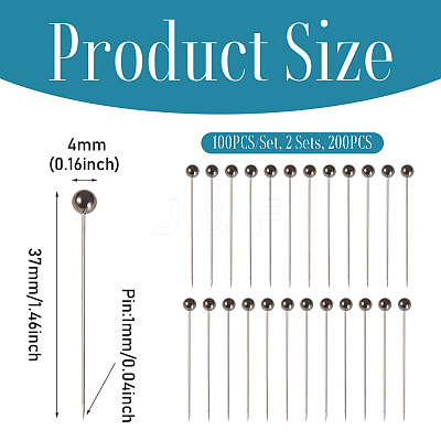 2 Sets Stainless Steel Ball Positioning Head Pins FIND-TA0009-26B-1