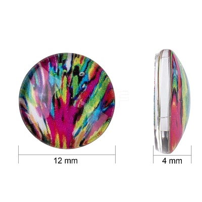 Mosaic Printed Glass Half Round/Dome Cabochons GGLA-N004-12mm-G-1
