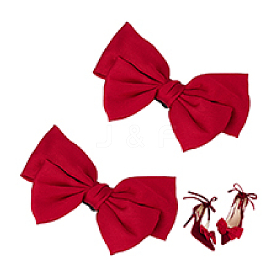 2Pcs Detachable Ribbon Satin Bowknot Shoe Decoration AJEW-PH0011-85B-1