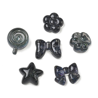 Transparent Resin & Glitter Powder Cabochons RESI-A055-07-1