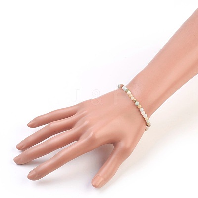 Natural Flower Amazonite Stretch Bracelets BJEW-JB03797-02-1