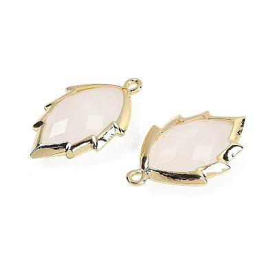 Natural Quartz Crystal Faceted Leaf Pendants G-I375-04G-10-1