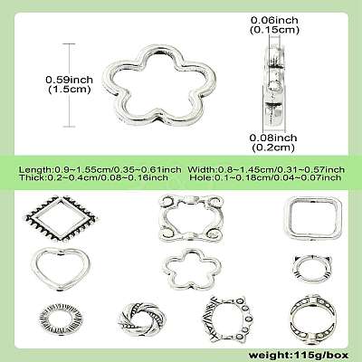100Pcs 10 Styles Tibetan Style Alloy Bead Frame FIND-CJ0003-76-1