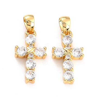 Brass Micro Pave Cubic Zirconia Pendants ZIRC-P089-21G-1
