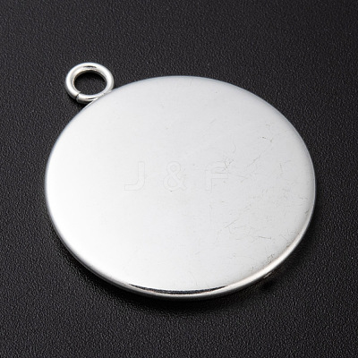 304 Stainless Steel Pendant Cabochon Settings STAS-F191-14S-H-1