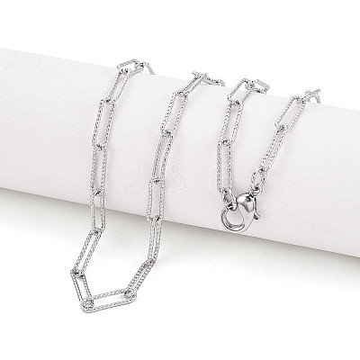 Brass Textured Paperclip Chain Necklace Making MAK-S072-03A-P-1