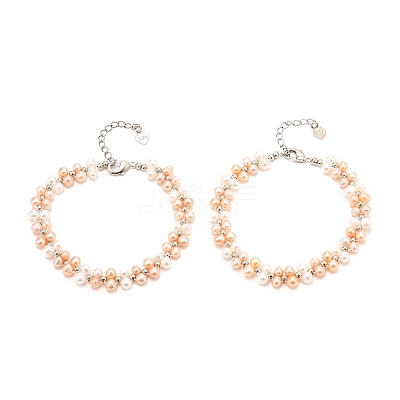 Natural Fresh Water Pearl Beaded Bracelets BJEW-D447-08G-01-1