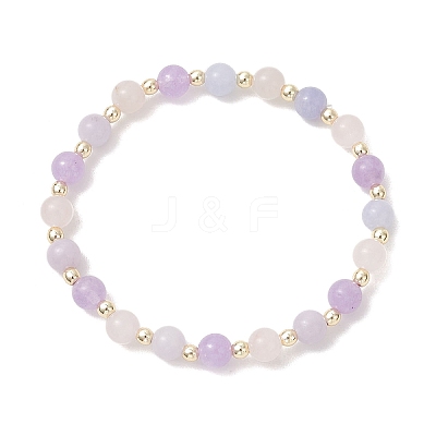 Natural Aquamarine & Rose Quartz & Amethyst Beaded Stretch Bracelets for Women BJEW-JB13357-1
