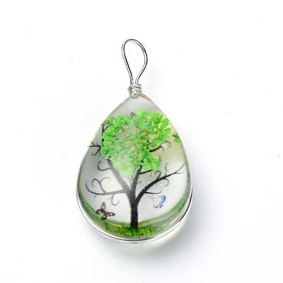 Transparent Glass Pendants GLAA-SZC0001-01E-1