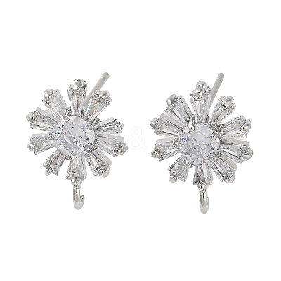Brass Micro Pave Cubic Zirconia Studs Earring Findings KK-K364-09P-1
