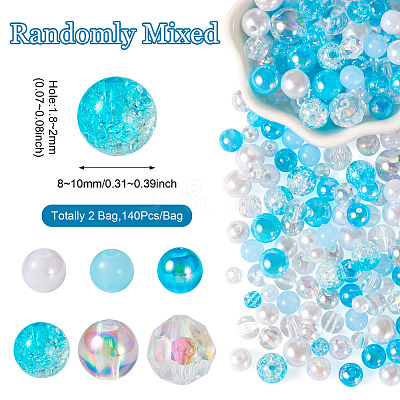 Transparent & Opaque Acrylic Bead OACR-TAC0002-08C-1