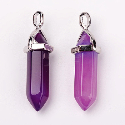 Natural Agate Double Terminated Pointed Pendants G-F295-05E-1