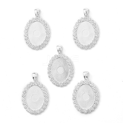 Oval Alloy Rhinestone Pendant Cabochon Settings ALRI-T354-01S-1