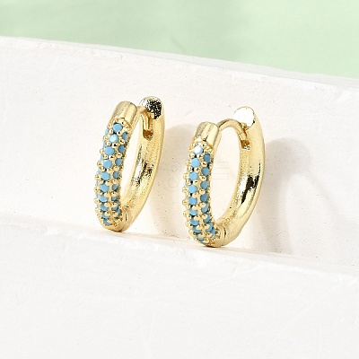 Brass Micro Pave Cubic Zirconia Hoop Earrings EJEW-K324-06G-1