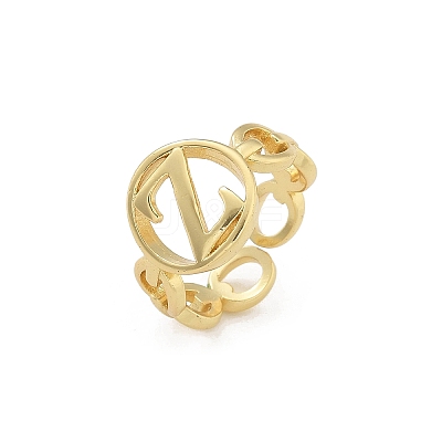 Brass Open Cuff Rings for Women RJEW-K289-01G-Z-1