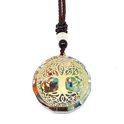 Resin & Natural & Synthetic Mixed Gemstone Pendant Necklaces OG4289-11-1