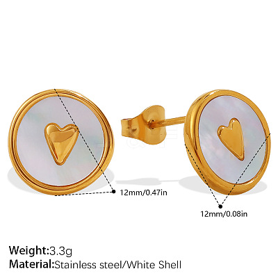 304 Stainless Steel & Shell Stud Earrings WG2F9FE-02-1