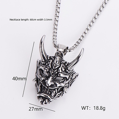 Gothic 316 Surgical Stainless Steel Pendant Box Chain Necklaces for Men ZF3615-2-1