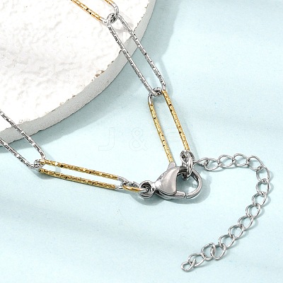 5MM Duo Tone 304 Stainless Steel Textured Paperclip Chain Necklaces for Women Men SA-CBA37BC-20GP-1