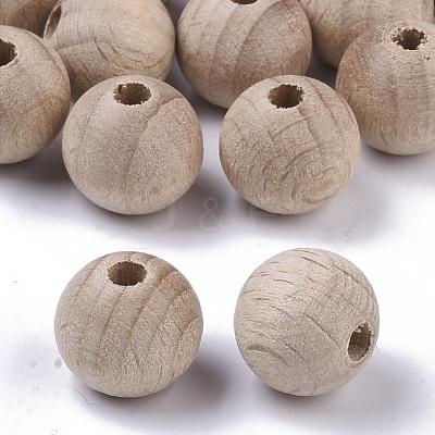Undyed Natural Beech Wood Beads X-WOOD-T020-01B-1