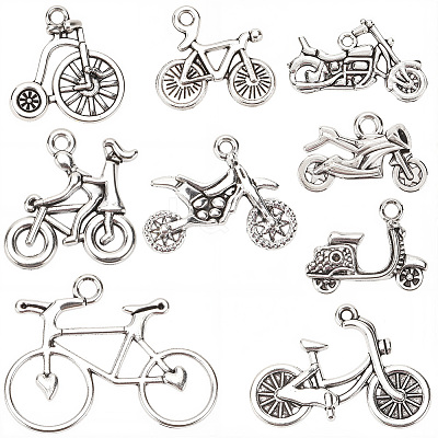 72Pcs 9 Styles Tibetan Style Alloy Pendants TIBEP-SC0003-26-1
