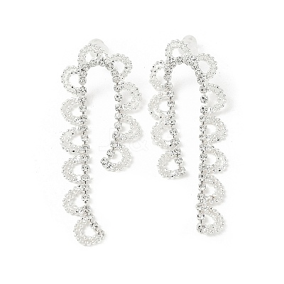 Brass Rhinestones Stud Earrings AJEW-D307-01P-1