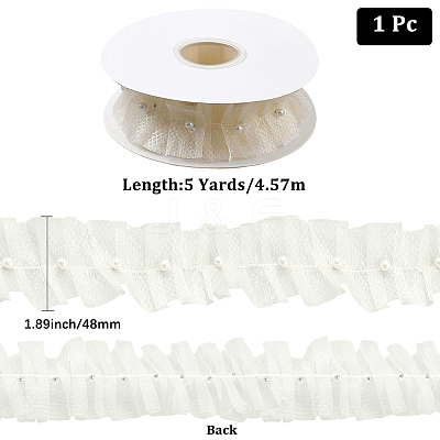 Polyester with Plastic Pearl Bead Wrinkle Ribbon OCOR-WH20003-63C-1