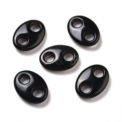 Natural Obsidian Connector Charms G-P467-01E-1