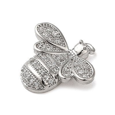 Brass Micro Pave Clear Cubic Zirconia Pendants KK-U005-04A-P-1