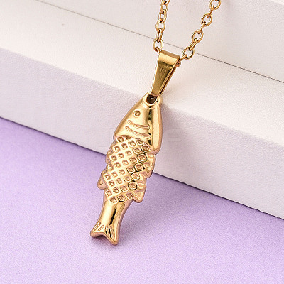 304 Stainless Steel Pendant Necklaces NJEW-T018-36G-1