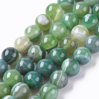 Natural Striped Agate/Banded Agate Beads Strands G-G582-10mm-58-1