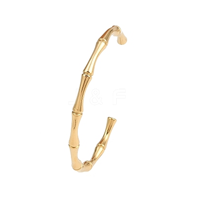 304 Stainless Steel Bamboo Joint Cuff Bangles for Women LS-BJEW-G759-09G-1