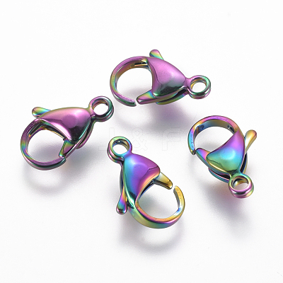 Ion Plating(IP) 304 Stainless Steel Lobster Claw Clasps STAS-E475-02B-1
