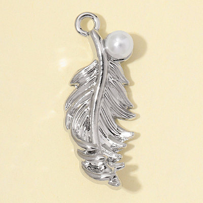 Zinc Alloy with ABS Plastic Imitation Pearl Pendants AL-OY001-39P-1