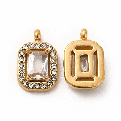 PVD Vacuum Plating 304 Stainless Steel Cubic Zirconia Pendants STAS-A076-03G-03-1