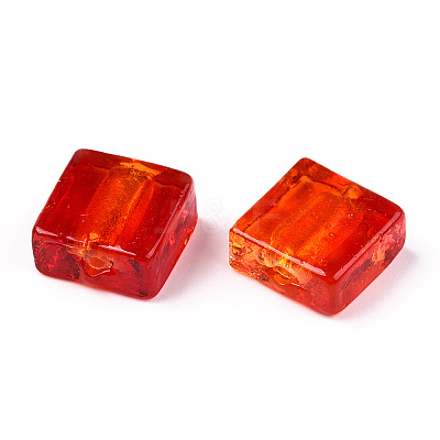 Handmade Silver Foil Lampwork Beads FOIL-S006-12x12mm-01-1