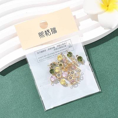 SHEGRACE Brass Pave Cubic Zirconia Flat Round Connector Charms XGRQ2O731-435G-1