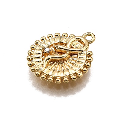 Brass Micro Pave Clear Cubic Zirconia Pendants LS-KK-G530-01A-G-1
