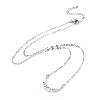 Alloy Moon Phase Pendant Necklace for Women LS-NJEW-G030-01P-1